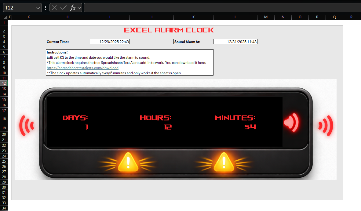 Excel Countdown Box Free Countdown Clock Excel Template - Spreadsheet Text Alerts